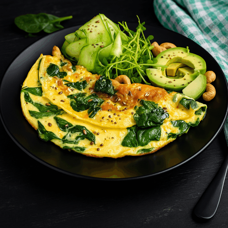 Omelete Verde com Espinafre e Sementes – Proteína e fibras no café