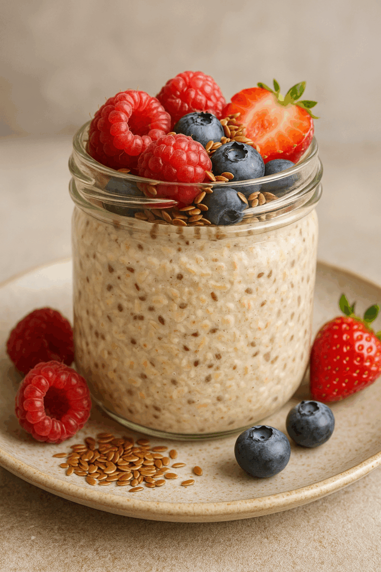 Overnight Oats com Linhaça e Frutas Vermelhas – Café da manhã que regula o intestino